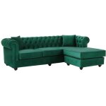Vente - unique - canap� d'angle chesterfield r�versible en velours vert toledo