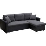 Vente - unique - canap d'angle convertible et rversible en tissu anthracite et noir gazur ii