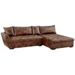 Vente - unique - canapé d'angle droit convertible en microfibre vieillie marron romane ii Vente - unique - canapé d'angle droit convertible en microfibre vieillie marron romane ii