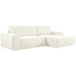 Vente - unique - canapé d'angle droit convertible en velours côtelé blanc amelia Vente - unique - canapé d'angle droit convertible en velours côtelé blanc amelia