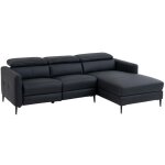 Vente - unique - canap d'angle droit relax lectrique en cuir noir fuseta