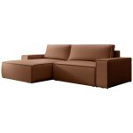 Vente - unique - canapé d'angle gauche convertible en tissu effet cuir marron amelia Vente - unique - canapé d'angle gauche convertible en tissu effet cuir marron amelia