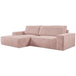 Vente - unique - canap d'angle gauche convertible en velours ctel rose poudr amelia