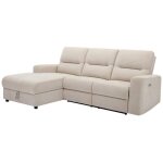 Vente - unique - canapé d'angle gauche relax électrique avec rangements en tissu beige burioca Vente - unique - canapé d'angle gauche relax électrique avec rangements en tissu beige burioca