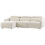 Vente - unique - canap� d'angle gauche en tissu chenille beige taziza