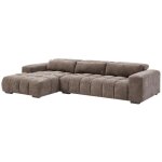 Vente - unique - canap d'angle gauche en tissu textur taupe loponza
