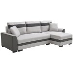Vente - unique - canap d'angle rversible et convertible en tissu et simili gris clair giany ii