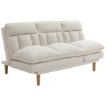 Vente - unique - canap� inclinable 3 places convertible clic - clac en tissu beige palobu