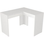 Coiffeuse d'angle avec miroir et rangements - blanc - giwen