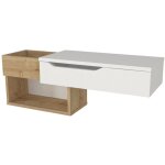 Vente - unique ? console suspendue 90 cm avec 1 tiroir et 2 niches ? panneau de particule m�lamin� blanc ...