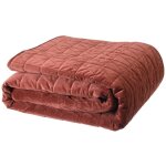 Vente - unique - couvre lit en velours matelass - 225 x 220 cm - terracotta - idella