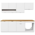 Vente - unique - cuisine compl�te - avec plan de travail 200 cm - blanc et naturel - carmeo