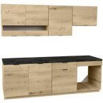 Vente - unique - cuisine compl�te - avec plan de travail 200 cm - naturel et anthracite - carmeo