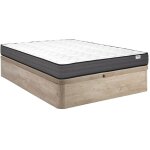 Vente - unique - ensemble 140 x 190 cm sommier coffre naturel clair + matelas ressorts ensachs p. 20cm ...