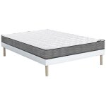 Vente - unique - ensemble 140 x 190 cm sommier tapissier + matelas ressorts ensachs p. 19cm - kijal ...