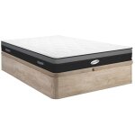 Vente - unique - ensemble 160 x 200 cm sommier coffre naturel clair + matelas hybride ressorts ensach�s ...