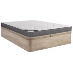 Vente - unique - ensemble 160 x 200 cm sommier coffre naturel clair + matelas ressorts ensach�s 5 zones ...