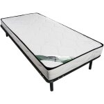 Ensemble 90 x 190 cm cadre à lattes + matelas mousse et coutil bambou ép. 15cm - kanani de naturea Ensemble 90 x 190 cm cadre à lattes + matelas mousse et coutil bambou ép. 15cm - kanani de naturea
