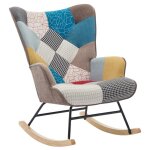 Vente - unique - fauteuil  bascule en tissu chin patchwork multicolore elmina ii