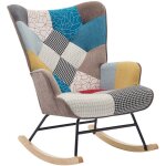 Vente - unique - fauteuil � bascule en tissu chin� patchwork multicolore elmina ii