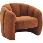 Vente - unique - fauteuil coquillage en tissu chenille terracotta delipo