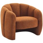 Vente - unique - fauteuil coquillage en tissu chenille terracotta delipo