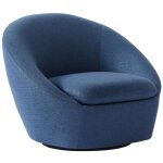 Vente - unique - fauteuil pivotant arrondi en tissu bleu lacara ii Vente - unique - fauteuil pivotant arrondi en tissu bleu lacara ii