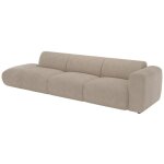 Vente - unique - grand canap� 5 places accoudoir droit en velours c�tel� fines c�tes blanc cass� pogni ...