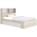 Vente - unique - lit 120 x 190 cm avec rangements - coloris : naturel et blanc - vardiel