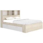 Lit 140 x 190 cm avec rangements - coloris : naturel et blanc - vardiel