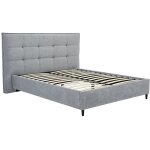 Vente - unique - lit 180 x 200 cm avec t�te de lit capitonn�e - tissu - gris - nirpio