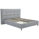 Vente - unique - lit 180 x 200 cm avec tte de lit capitonne - tissu - gris - nirpio