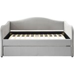 Vente - unique - lit banquette gigogne 2 x 90 x 190 cm - velours - gris clair - mathilde