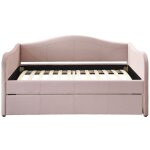 Vente - unique - lit banquette gigogne 2 x 90 x 190 cm - velours - rose - mathilde