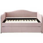 Vente - unique - lit banquette gigogne 2 x 90 x 190 cm - velours - rose - mathilde