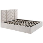 Lit coffre 160 x 200 cm - tissu textur - crme - justani