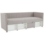 Vente - unique - lit coffre banquette 80 x 200 cm - tissu - taupe - laozia
