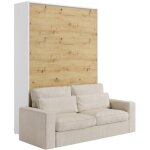 Vente - unique - lit escamotable 140 x 200 cm - ouverture verticale manuelle - coloris : naturel et blanc ...