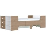 Vente - unique - lit volutif 90 x 140 / 170 / 200 cm avec rangements - coloris : naturel et blanc - ...