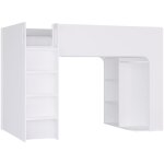 Lit mezzanine 90 x 190 cm avec rangements - blanc - columi