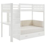 Vente - unique - lit mezzanine 90 x 190 cm avec sofa convertible - pin et mdf - blanc - orpelia
