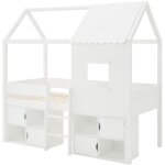 Vente - unique - lit mi - hauteur cabane 90 x 190 cm - pin et mdf - blanc - valeskia