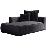 Vente - unique - m�ridienne gauche en velours c�tel� grosses c�tes noir pineta