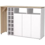 Vente - unique - meuble de bar pivotant avec rangements - blanc et naturel - vinalo Vente - unique - meuble de bar pivotant avec rangements - blanc et naturel - vinalo