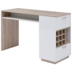 Vente - unique - meuble de bar avec rangements - blanc et naturel - anoski Vente - unique - meuble de bar avec rangements - blanc et naturel - anoski