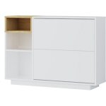 Vente - unique - meuble  chaussures avec 2 compartiments abattants et 3 niches - blanc et naturel - ...