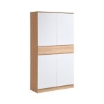 Meuble � chaussures avec 4 portes et 1 tiroir - blanc et naturel - coviana