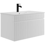 Meuble de salle de bain suspendu stri blanc avec vasque  encastrer - 80 cm - satara