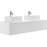 Meuble de salle de bain suspendu strié avec double vasque - blanc - 150 cm - arnega Meuble de salle de bain suspendu strié avec double vasque - blanc - 150 cm - arnega