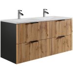 Vente - unique ? meuble double vasque suspendu 120 cm ? mdf rainur� ? 2 tiroirs soft close ? vasque � ...